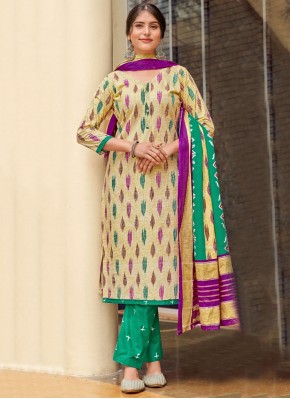 Yellow Festival Cotton Readymade Salwar Kameez