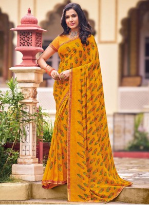 Yellow Georgette Party Designer Saree