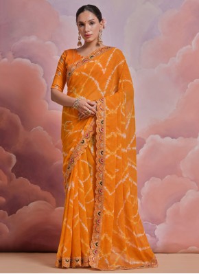 Yellow Lace Georgette Classic Saree