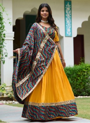 Yellow Mirror Rayon Readymade Lehenga Choli