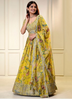 Yellow Organza Readymade Lehenga Choli