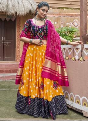 Yellow Sangeet Maslin Cotton Readymade Lehenga Choli