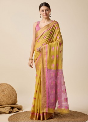 Yellow Weaving Trendy Saree