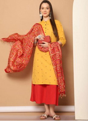 Yellow Woven Festival Trendy Salwar Kameez