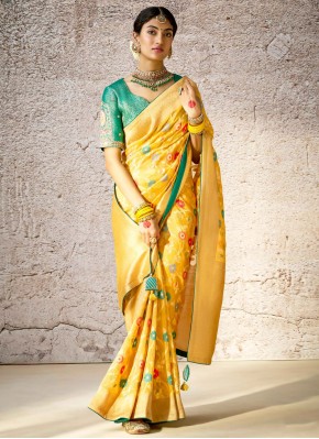 Yellow Woven Sangeet Classic Saree