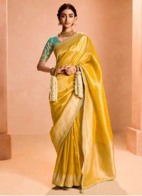 Yellow Zari Silk Classic Saree