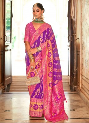 Zari Banarasi Silk Designer Saree in Purple