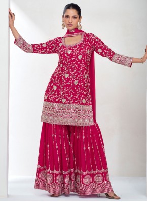 Zesty Chinon Rani Embroidered Readymade Salwar Kam