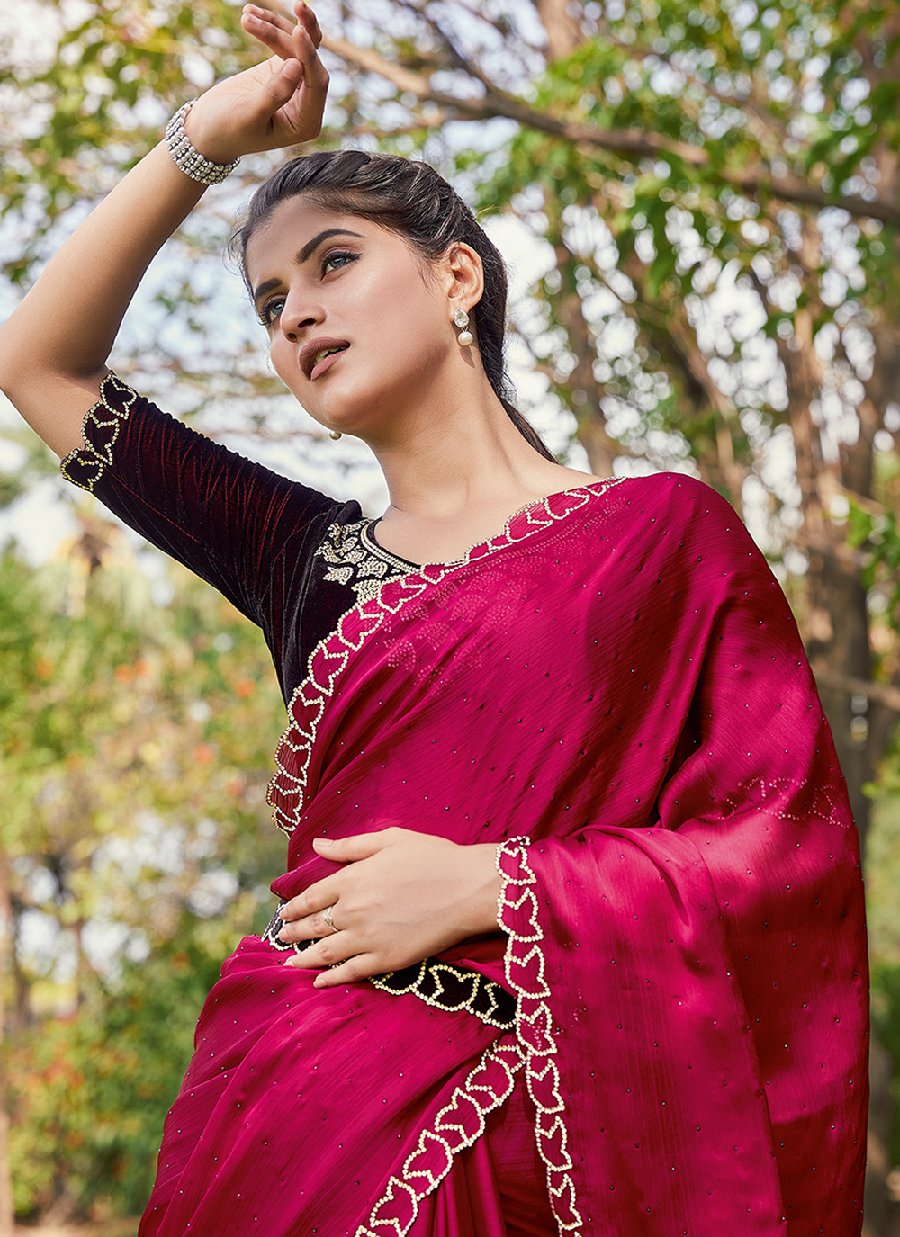 URBAN RED PURE CHIFFON SAREE